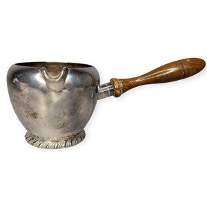 Vintage S.F. Co Silver Plate 2422 Brandy Warmer w/Wooden Handle 10" x 4" x 3.25"